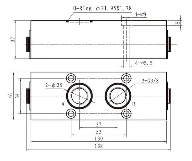 Strypventil för stapelbar riktningsventil 3/8" 40l/min – bild 2