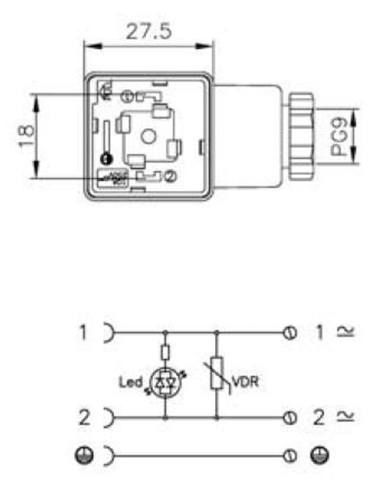 Kontakt 12/24V för Cetop med LED-indikering – bild 2