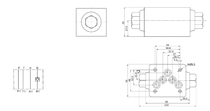 NG10 hydraulisk tryckstyrd backventil B – bild 2