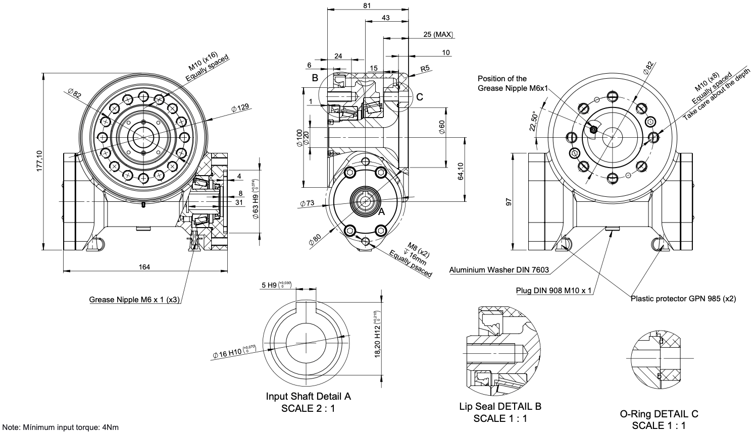 Hydraulisk svängkrans 1:54 utvändig diameter 129mm - 360° – bild 6