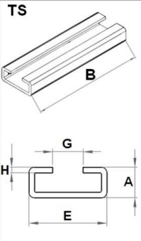 Monteringsskena 1m 22 x 40 för rörklämmor – bild 2