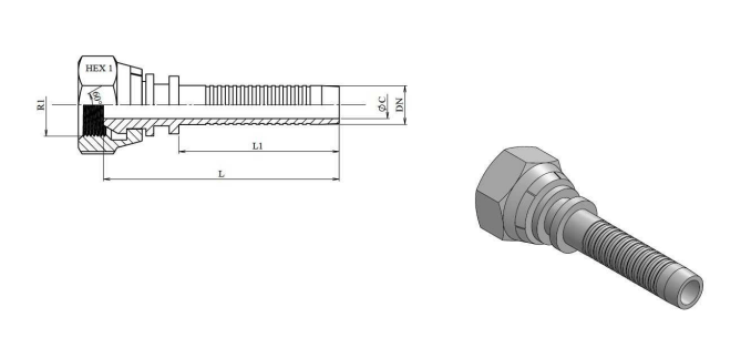 1/4" DN presskoppling 1/4'' BSP invändig gänga 700 bar – bild 2