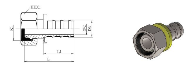 3/4 DN Push lock koppling 22L (M30X2) – bild 2
