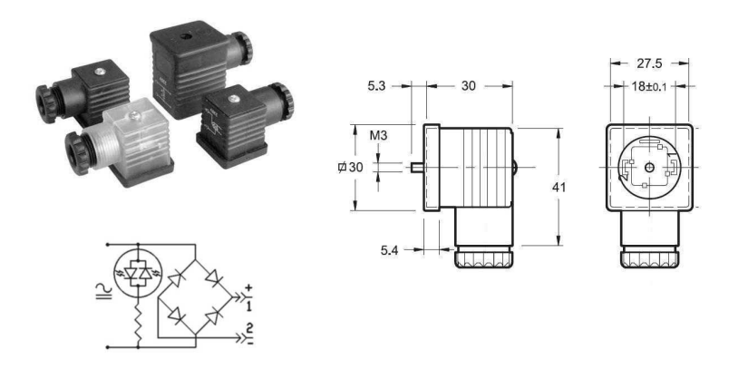 10-50V ventilkontakt DIN43650-A med likriktare – bild 2