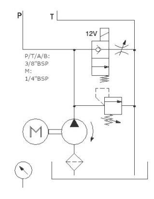 12V 2,0kW hydraulaggregat enkelverkande krets – bild 3