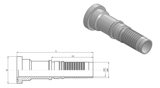 3/4" DN interlock presskoppling SAE 47,6 mm 6000 PSI – bild 2