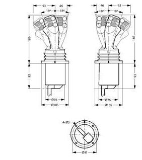 Professionell joystick 4 funktioner höger – bild 3