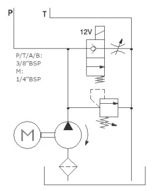 12V 0,5kW hydraulaggregat enkelverkande krets – bild 3