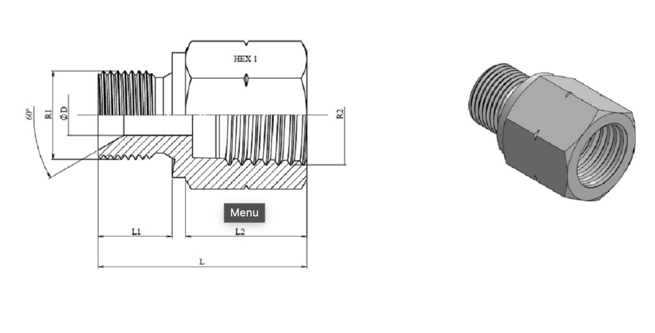 Adapter 1" BSP - 1" NPT hane-hona – bild 2