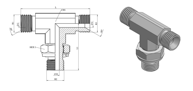 Justerbar T-adapter 1"1/4 BSP hane – bild 2