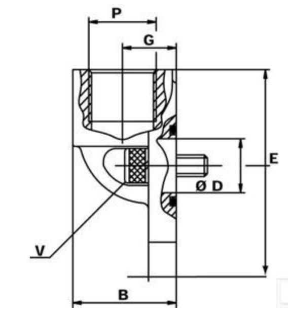 Pumpfläns vinklad, 3-håls 3/4'' BSP (56mm) – bild 2
