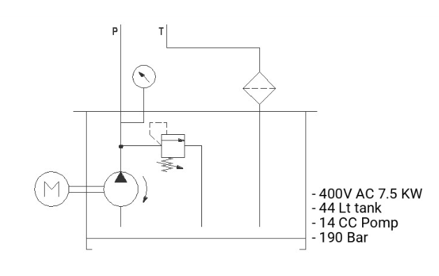 400V 7,5kW hydraulaggregat med 44 liters aluminiumtank – bild 2