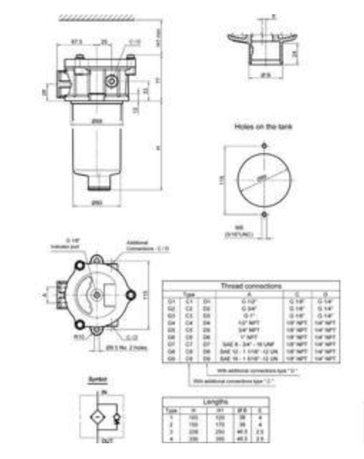 Hydraultank returfilter 1" BSP, 3µ glasfiber – bild 5
