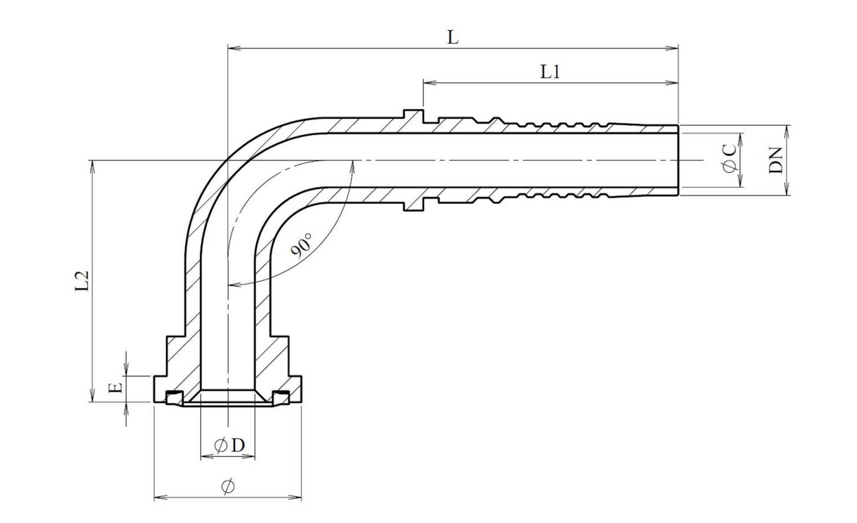 Rostfri SAE 3/4" (41,3mm) 90º 6000 PSI presskoppling – bild 2