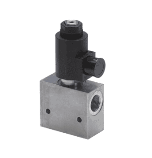 2/2-vägsventil 24V normalt stängd 1/2" BSP 80 l/min med backventil