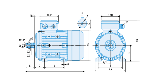 IE1 Elmotor 11 kW, 400/690 Volt Fot-/flänsmontering B3-B14, 1000 varv/min – bild 2