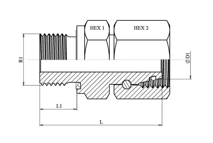 Rostfri BSP 1/4'' - 8L (M14x1,5) hane inskruvningskoppling med svivel – bild 2