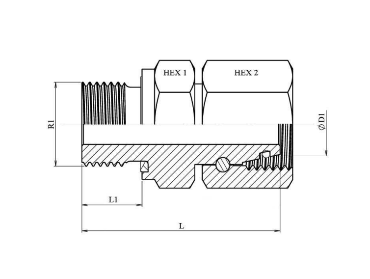 Rostfri BSP 3/4" - 22L (M30x2) hane inskruvningskoppling med svivel – bild 2
