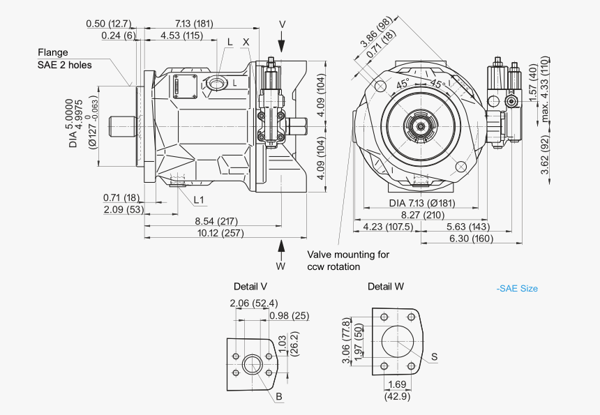 71 DFR variabel axialkolvpump vänster - öppen krets - 71cc - 280 bar – bild 3