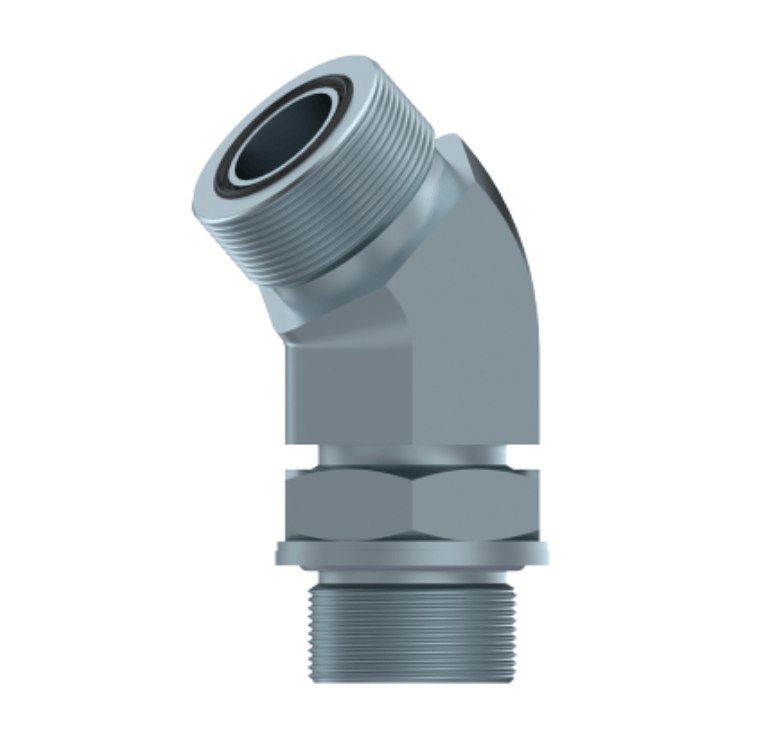 ORFS vinkelkoppling justerbar 45º 13/16"-16h hane 3/8" BSP hane