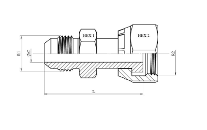 Adapter ORFS 13/16"-16h hona - JIC 3/4 hane – bild 2