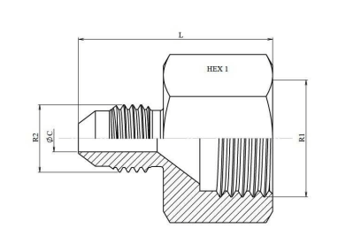 Adapter JIC 3/4" 16h UNF hane - JIC 1/2" 20h UNF hona – bild 2
