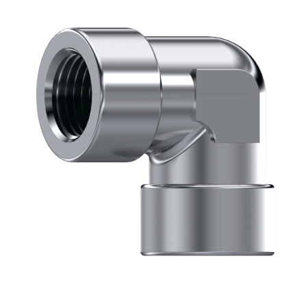 Rostfri vinkelkoppling 90º 3/8" BSP hona - 3/8" BSP hona