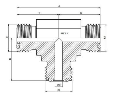 ORFS T-koppling 1"3/16 -12h hane – bild 2