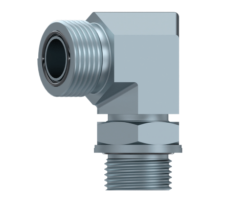 ORFS reducering vinkelkoppling 90º 11/16"-16h hane 3/8" BSP hane justerbar