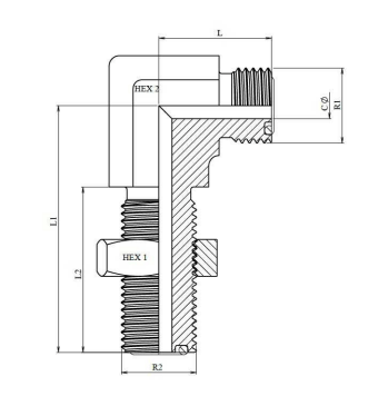 ORFS skottkoppling vinklad 90° 2"-12h – bild 2