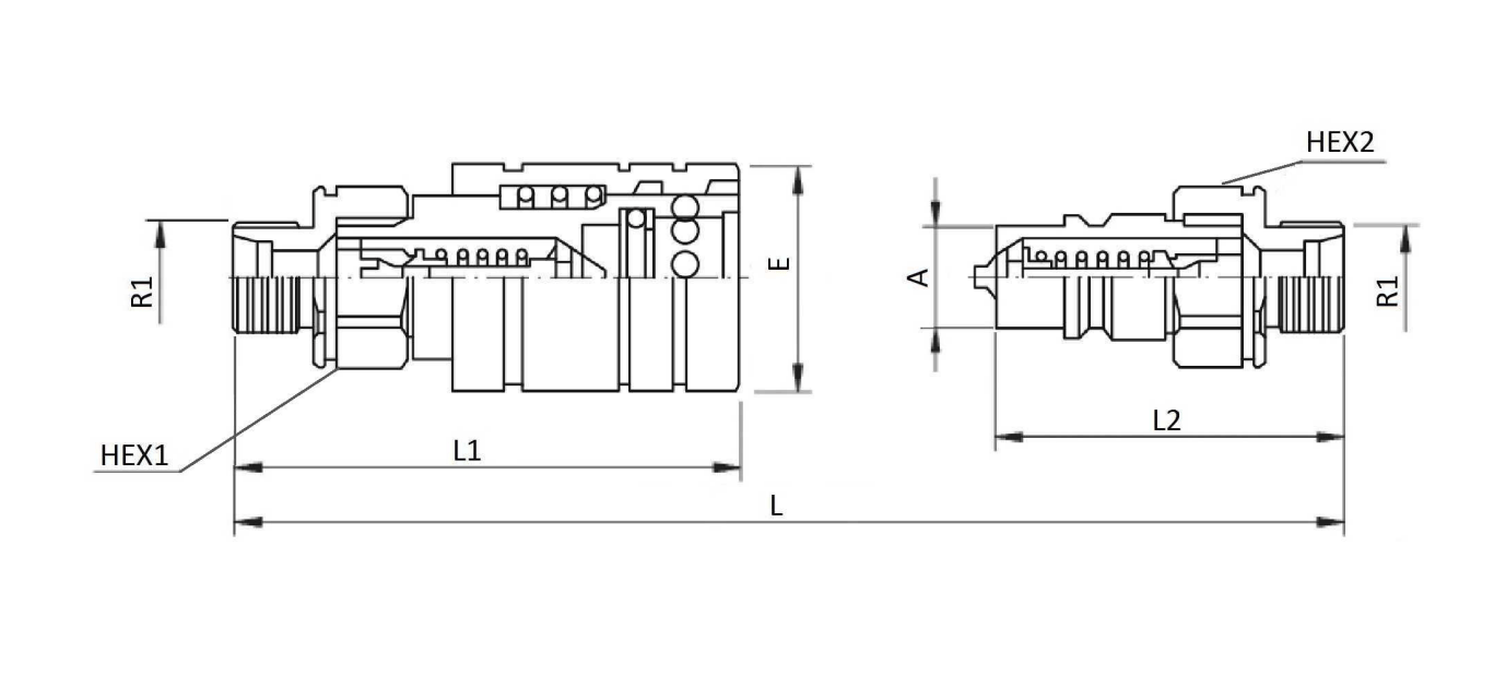 Push-Pull snabbkoppling hona med 15L (M22X1,5) ISO A – bild 2
