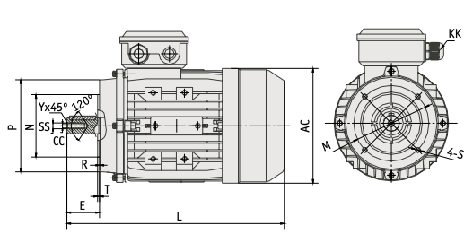 IE3 elmotor 0,75 kW, 230/400 V, fot- och flänsmontage B3-B14, 1500 varv/min – bild 3
