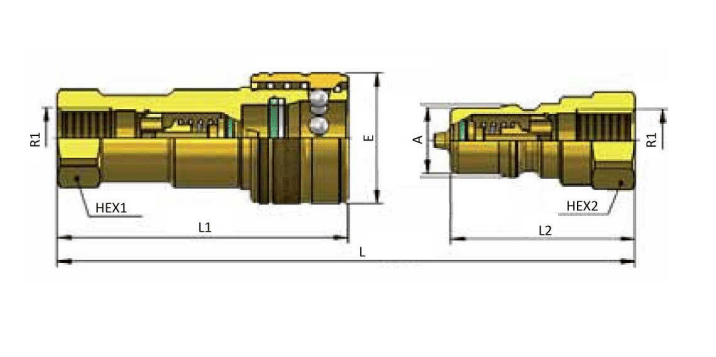 ISO-B snabbkoppling i mässing 3/8" BSP hane, BG-mått 2 – bild 2