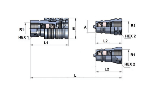 ISO A Push-Pull snabbkoppling 1/2" BSP hane typ C, BG-mått 3 – bild 2