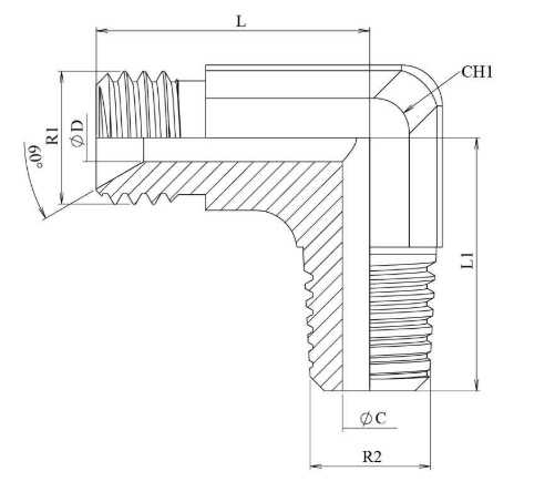 Reducering vinkelkoppling 1"1/4 BSP - 1"1/4 BSPT hane – bild 2