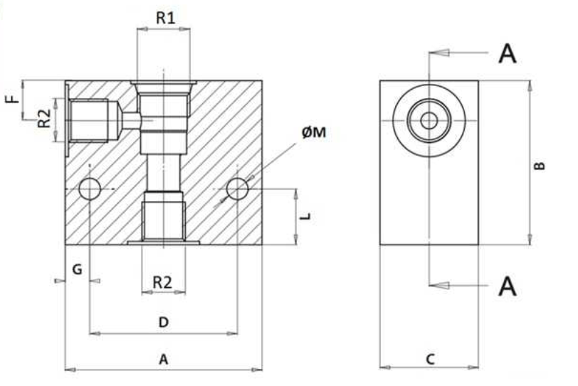 2/2-ventilhus utan patron 3/4-16UNF - 3/8" BSP – bild 2