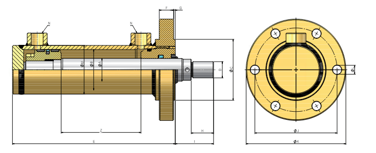 Dubbelverkande cylinder 50x30x100mm med fästfläns – bild 2