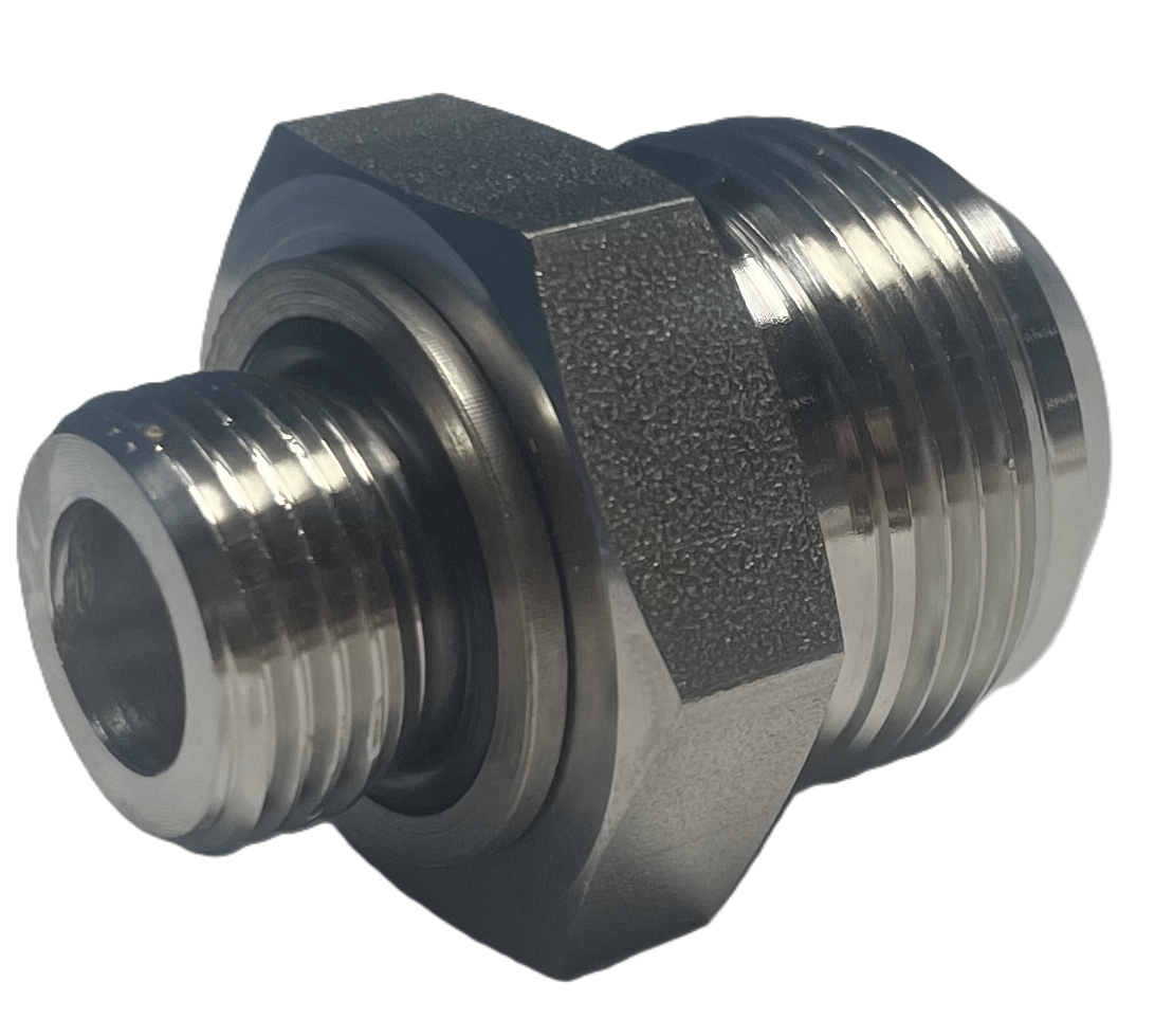 Rostfri BSP 3/8" - JIC 9/16" 18h UNF hane inskruvningskoppling