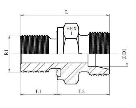 Rostfri M14x1.5 - 12S (M20x1,5) hane inskruvningskoppling – bild 2