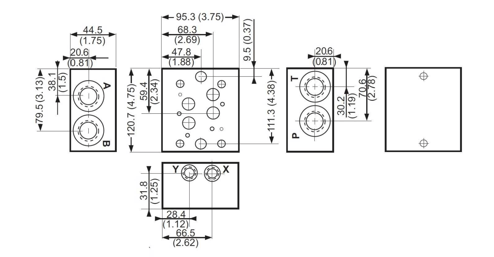 NG16 underblock | 1 station utan tryckbegränsningsventil | 3/4" BSP | sidoanslutningar – bild 2