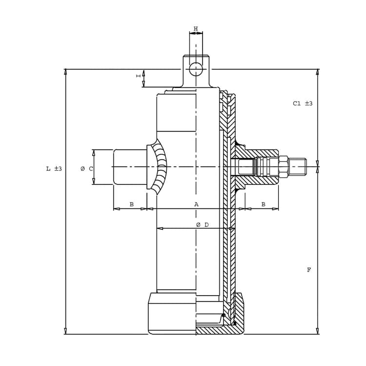 2-stegs teleskopcylinder 88-107mm | slag 1095mm | 180 bar | med öga – bild 2
