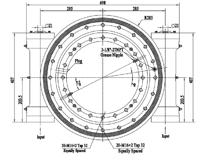 Hydraulisk svängkrans med två snäckhjul 1:104 utvändig diameter 570mm – bild 2