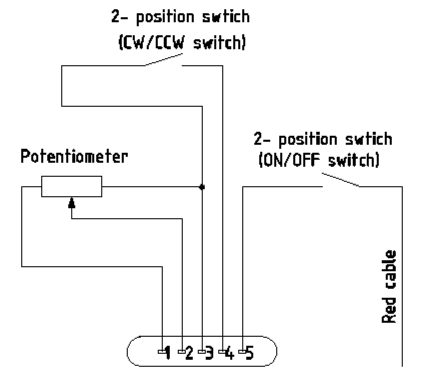 Styrkabel DC servomotor inkl. potentiometer, brytare och kontakt – bild 2