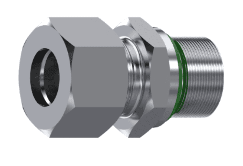 Rostfri BSP 3/8" - 15L (M22x1,5) hane inskruvningskoppling med skärring och svivelmutter