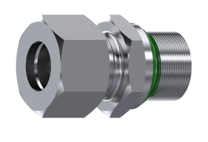 Rostfri BSP 3/8" - 15L (M22x1,5) hane inskruvningskoppling med skärring och svivelmutter