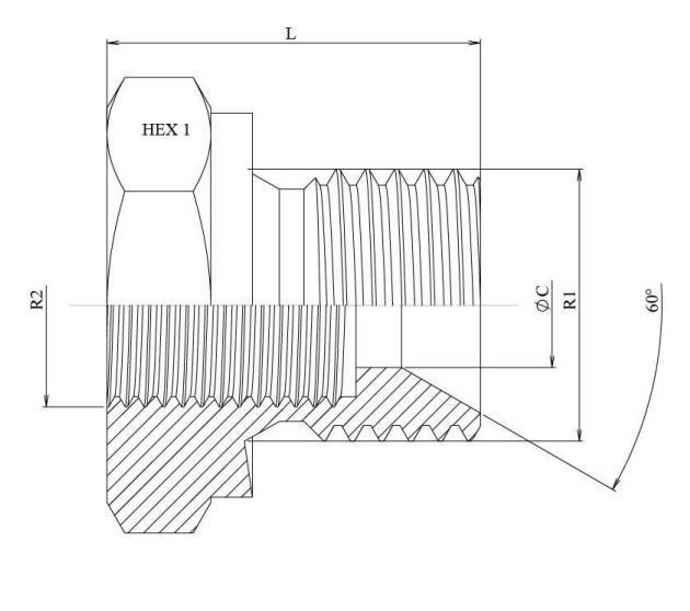 Rostfri inskruvningsadapter 3/8" - 1/8" BSP hane-hona – bild 2