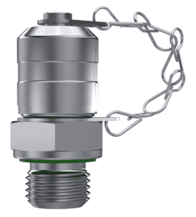 Rostfri minimess koppling 1/4'' BSP hane med metall skyddslock