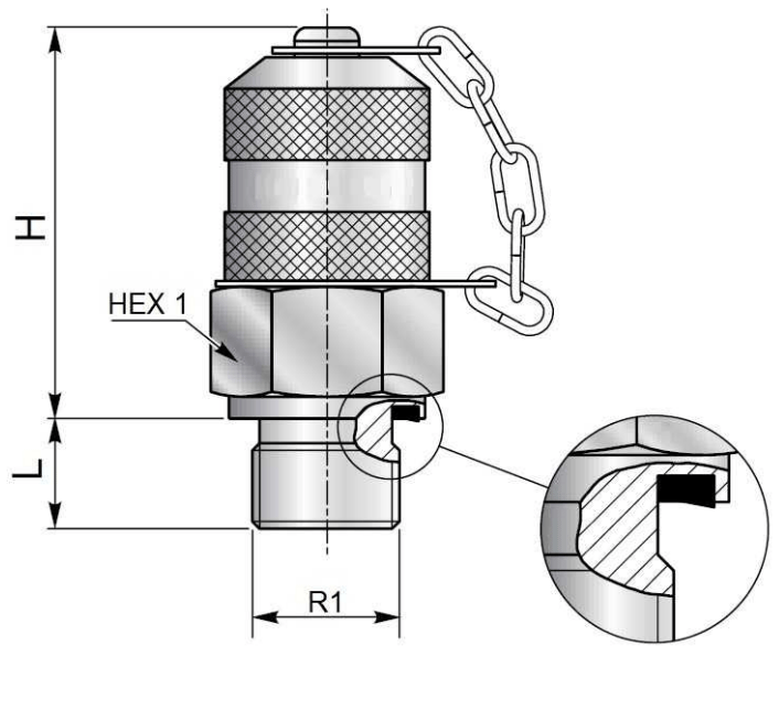 Rostfri minimess koppling 3/8'' BSP hane med metall skyddslock – bild 2