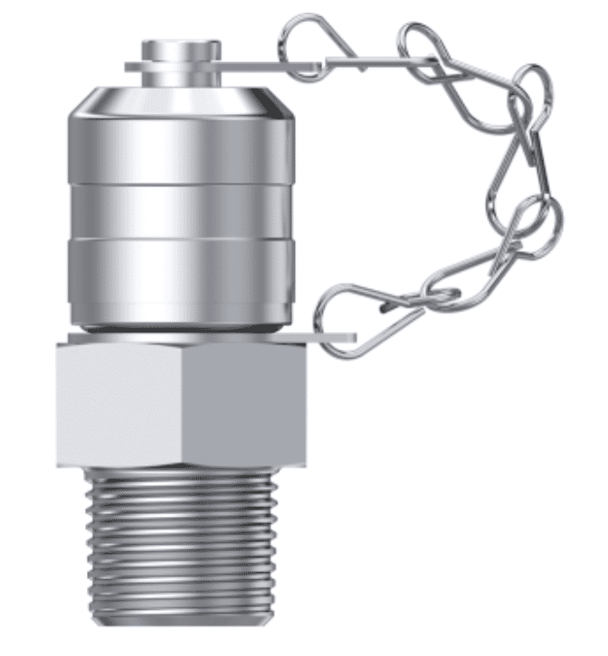 Rostfri minimess koppling 1/8'' NPT hane med metall skyddslock