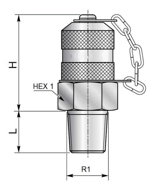 Rostfri minimess koppling 1/4'' NPT hane med metall skyddslock – bild 2